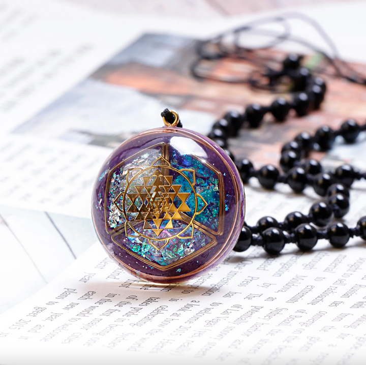 Amethyst Sri Yantra Orgonit - Kette