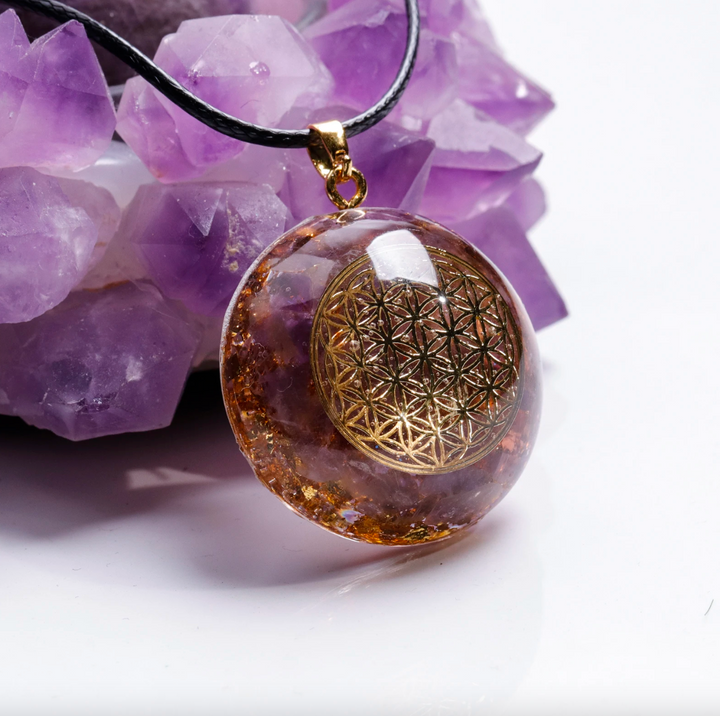 Blume des Lebens Amethyst Orgon - Kette