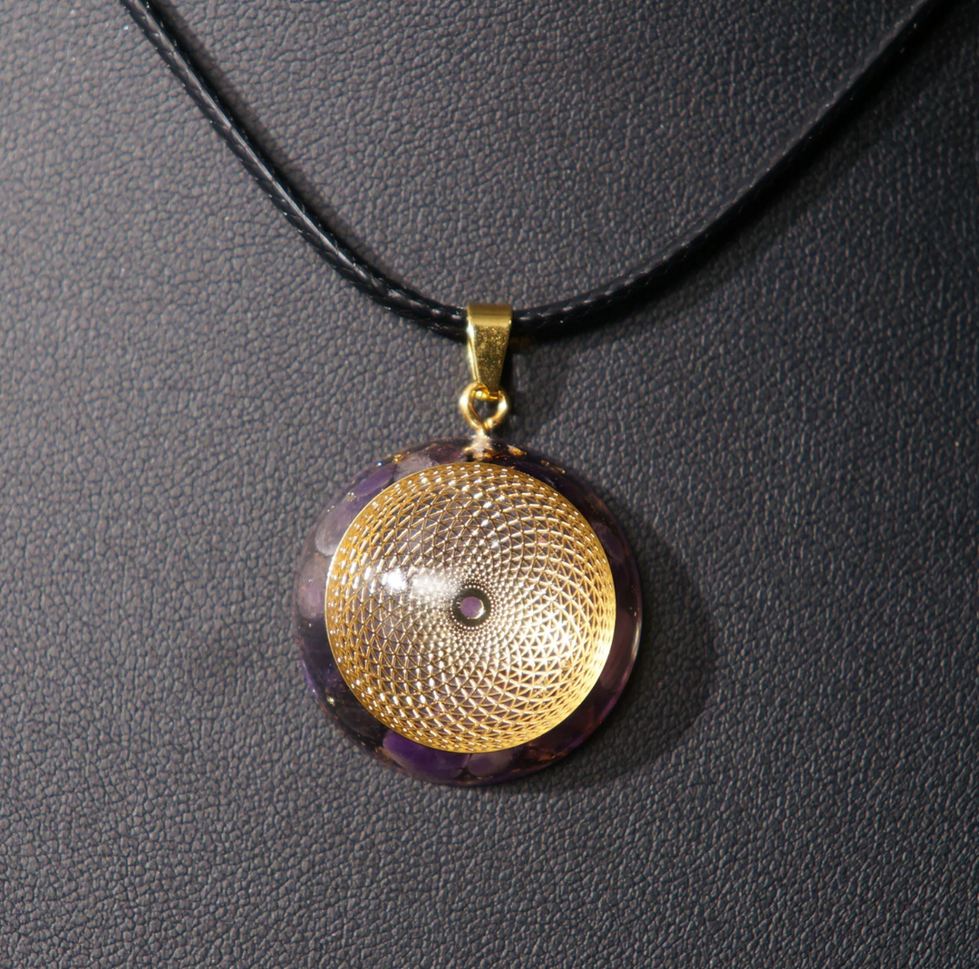 Blume des Lebens Amethyst Orgon - Kette
