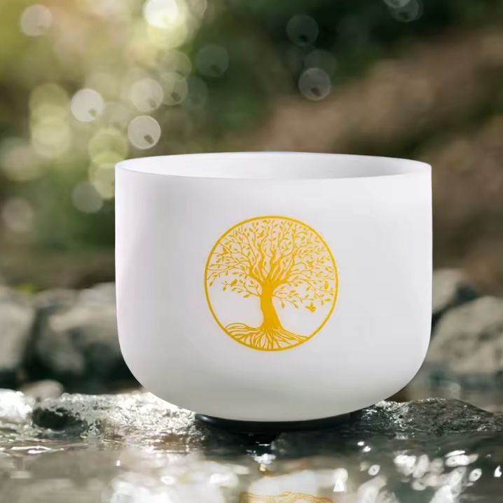 Kristall-Klangschale aus Quartz – „Baum des Lebens“
