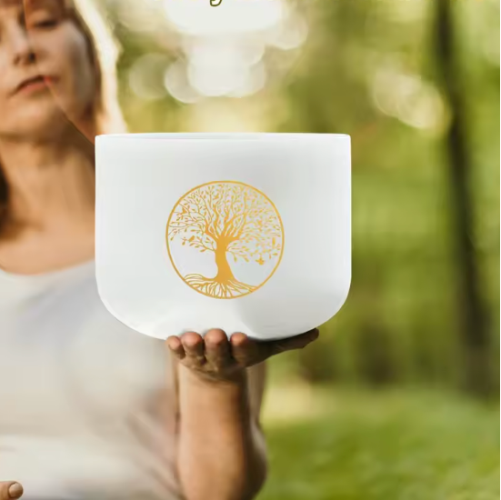 Kristall-Klangschale aus Quartz – „Baum des Lebens“