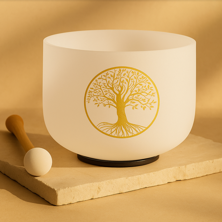 Kristall-Klangschale aus Quartz – „Baum des Lebens“