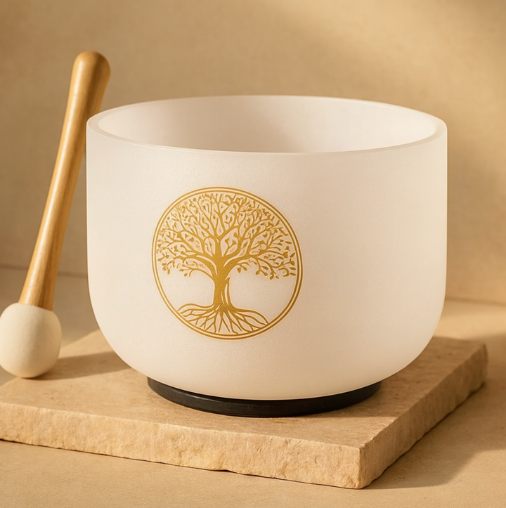 Kristall-Klangschale aus Quartz – „Baum des Lebens“