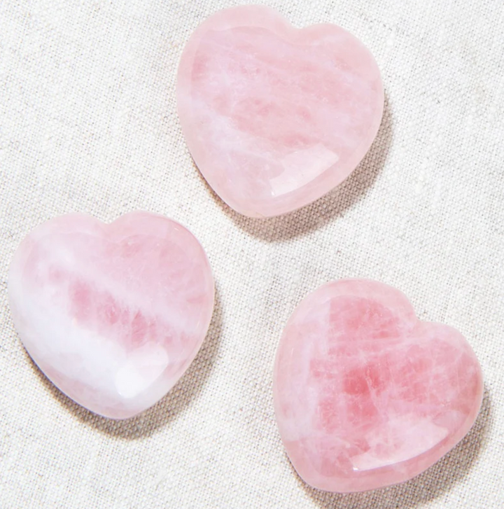 Edelstein Herz-Set aus Rosenquarz