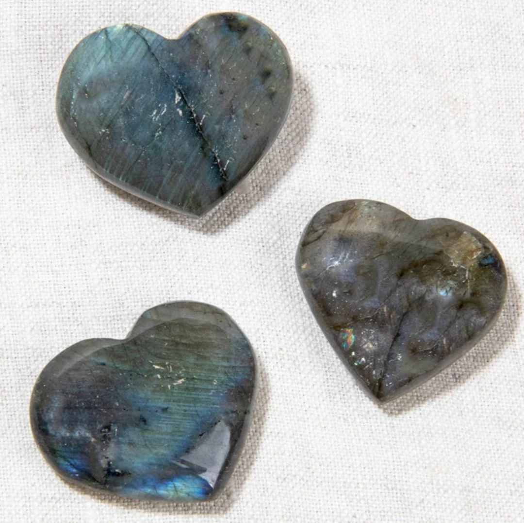 Edelstein Herz-Set aus Labradorit