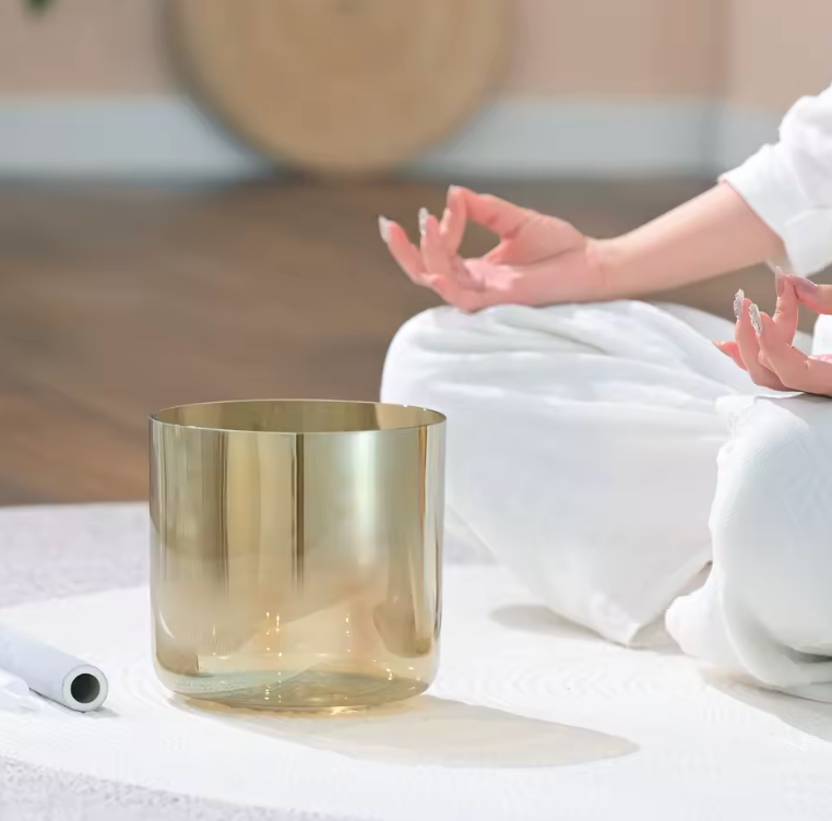 Kristall-Klangschale aus Quarz „Gold Symphony“