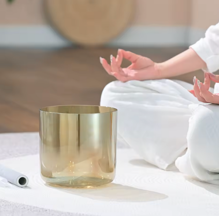 Kristall-Klangschale aus Quarz „Gold Symphony“