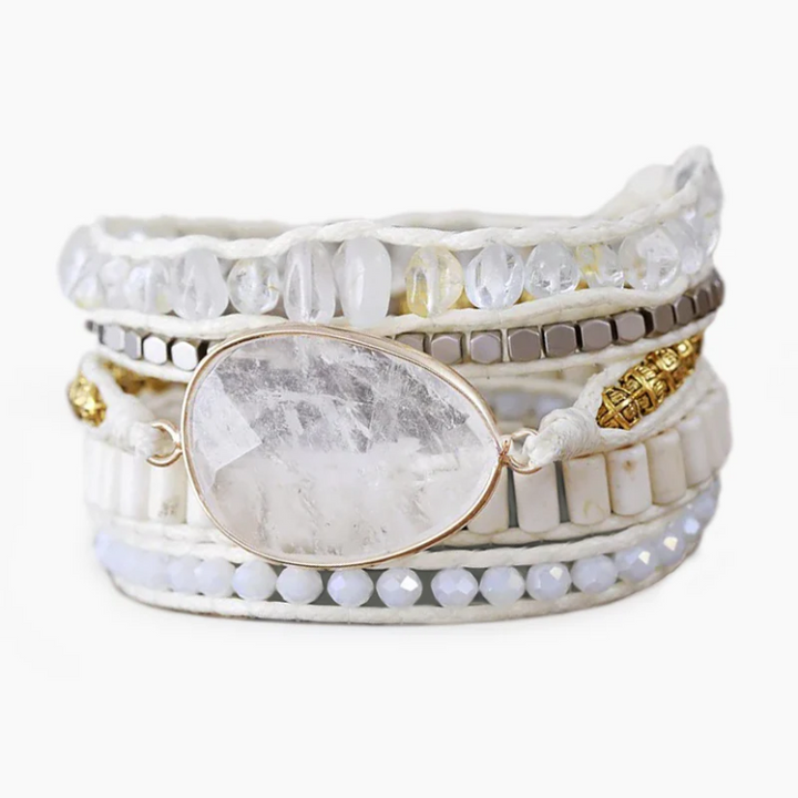 White Quarz Aurora - Wickelarmband