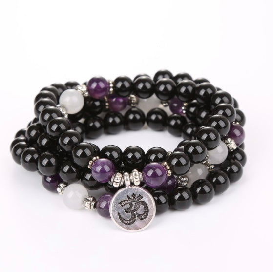 Onyx Amethyst Mala – Stabilität & Spiritualität