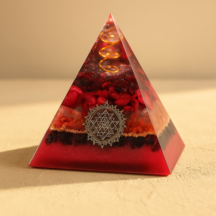 Granat Sri Yantra – Orgonit Pyramide
