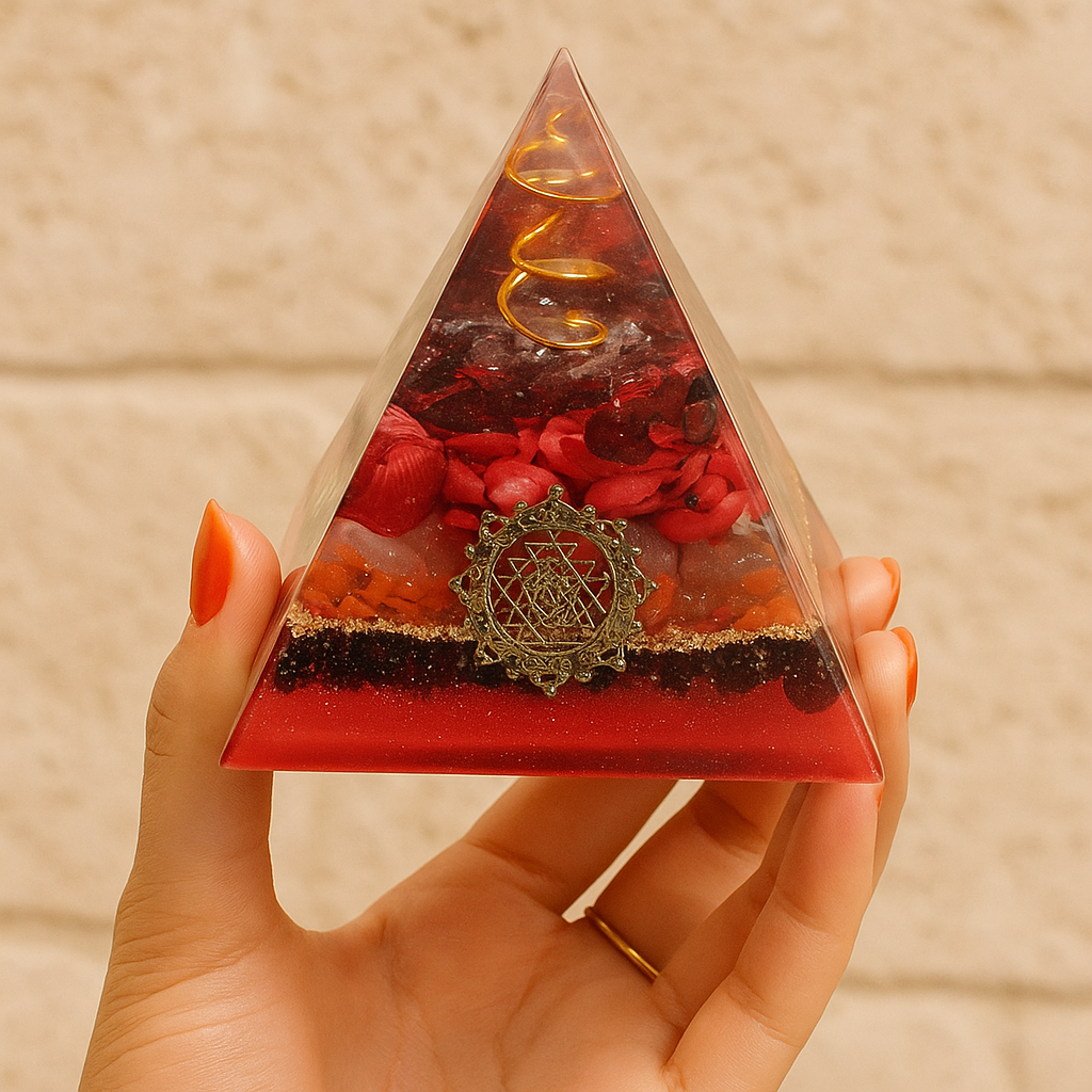 Granat Sri Yantra – Orgonit Pyramide