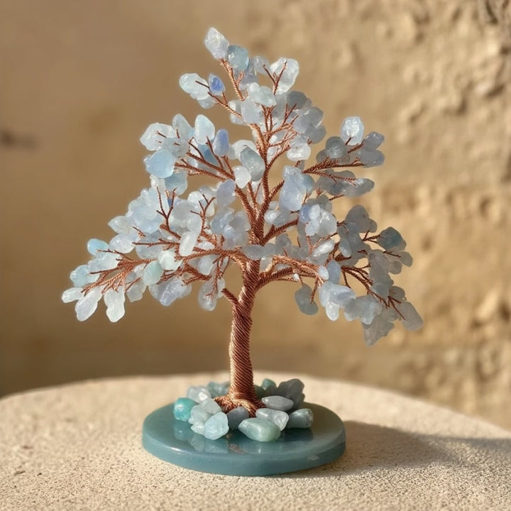 Glücksbaum aus Aquamarin Naturstein