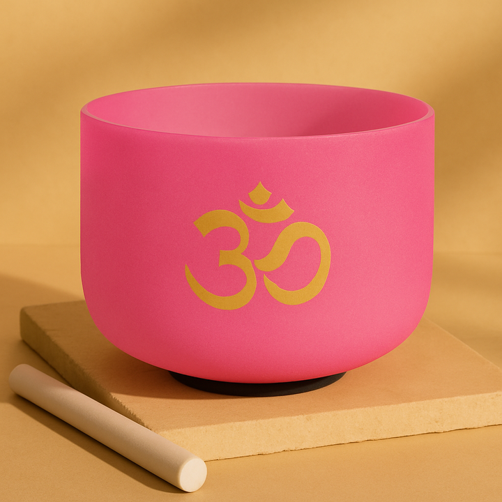 Kristall-Klangschale aus Quartz "Pink OM"