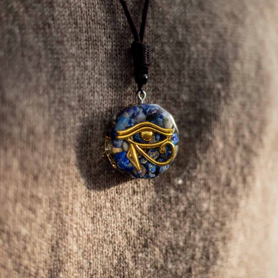 Lapislazuli Horus-Auge Orgon angezogen - Kette