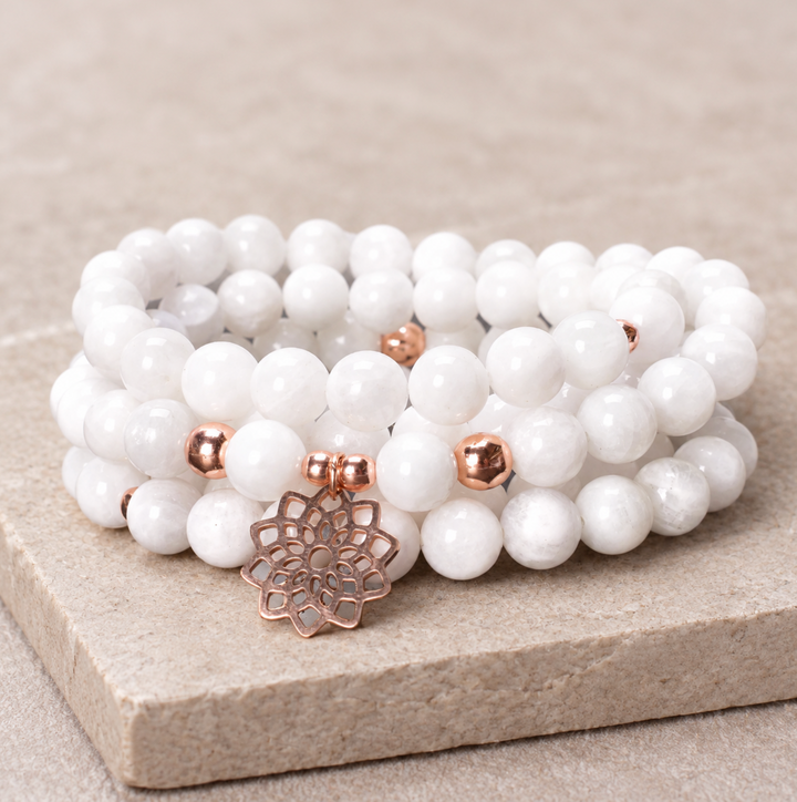 Mondstein Flower - Mala Kette