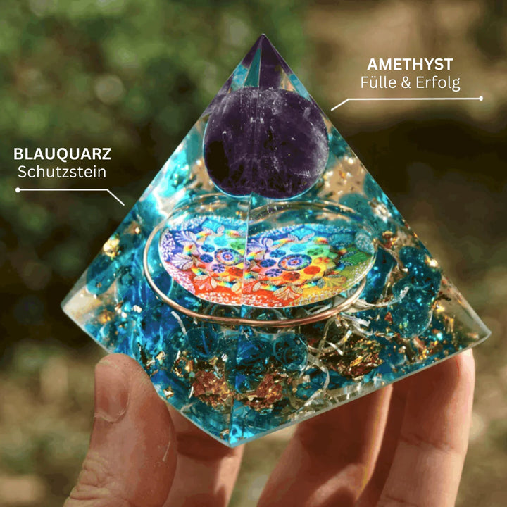 Amethyst & Quarz - Orgonit Pyramide