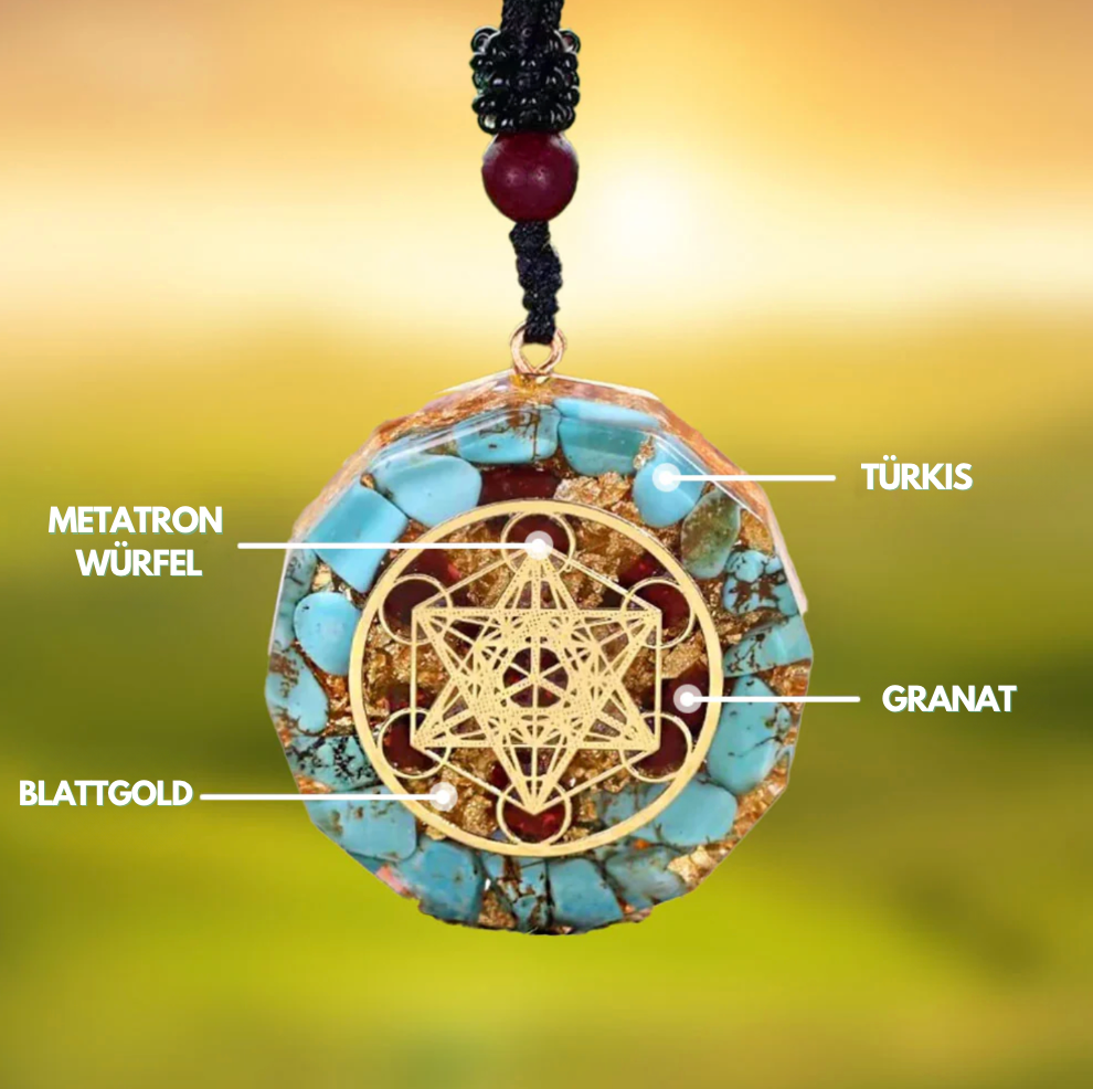 Türkis Granat Orgon Metatron - Kette