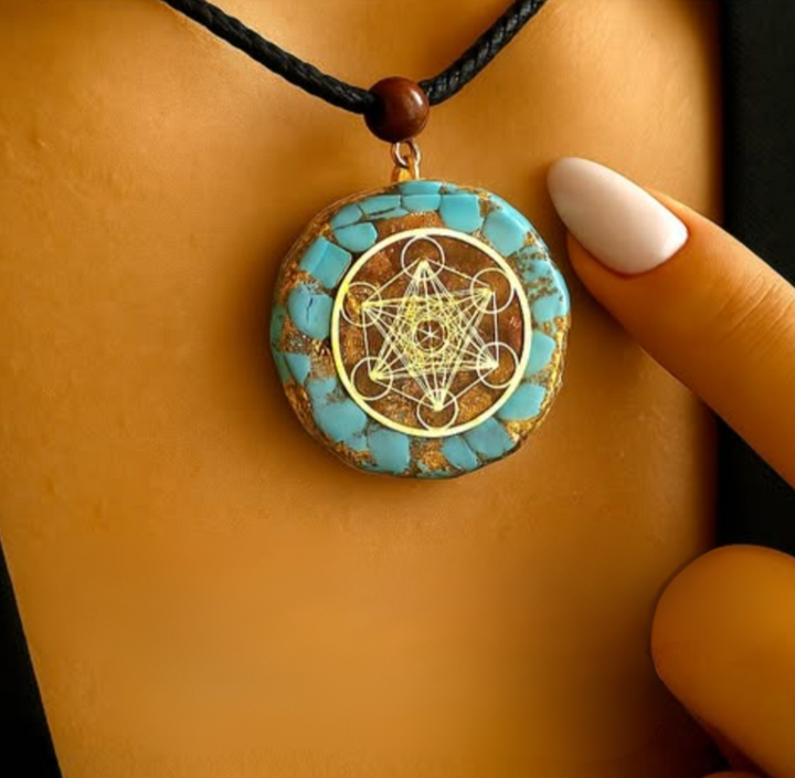 Türkis Granat Orgon Metatron - Kette