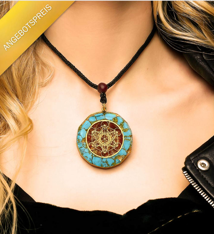 Türkis Granat Orgon Metatron - Kette
