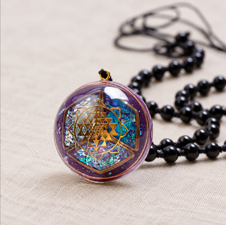 Amethyst Sri Yantra Orgonit - Kette