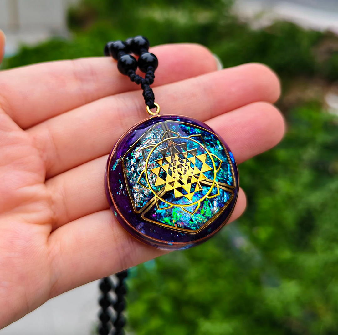 Amethyst Sri Yantra Orgonit - Kette