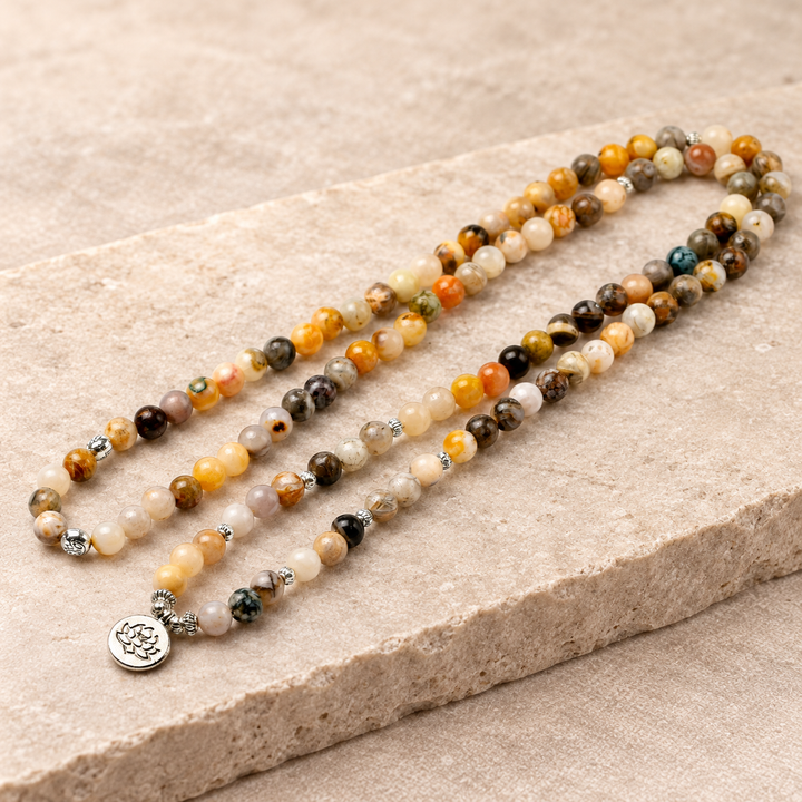 Beige Jaspis – Mala Kette