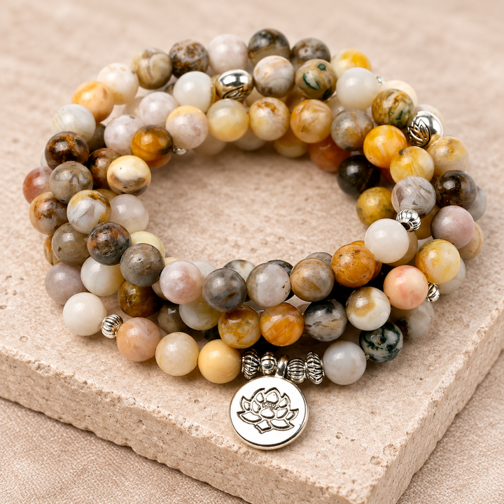 Beige Jaspis – Mala Kette