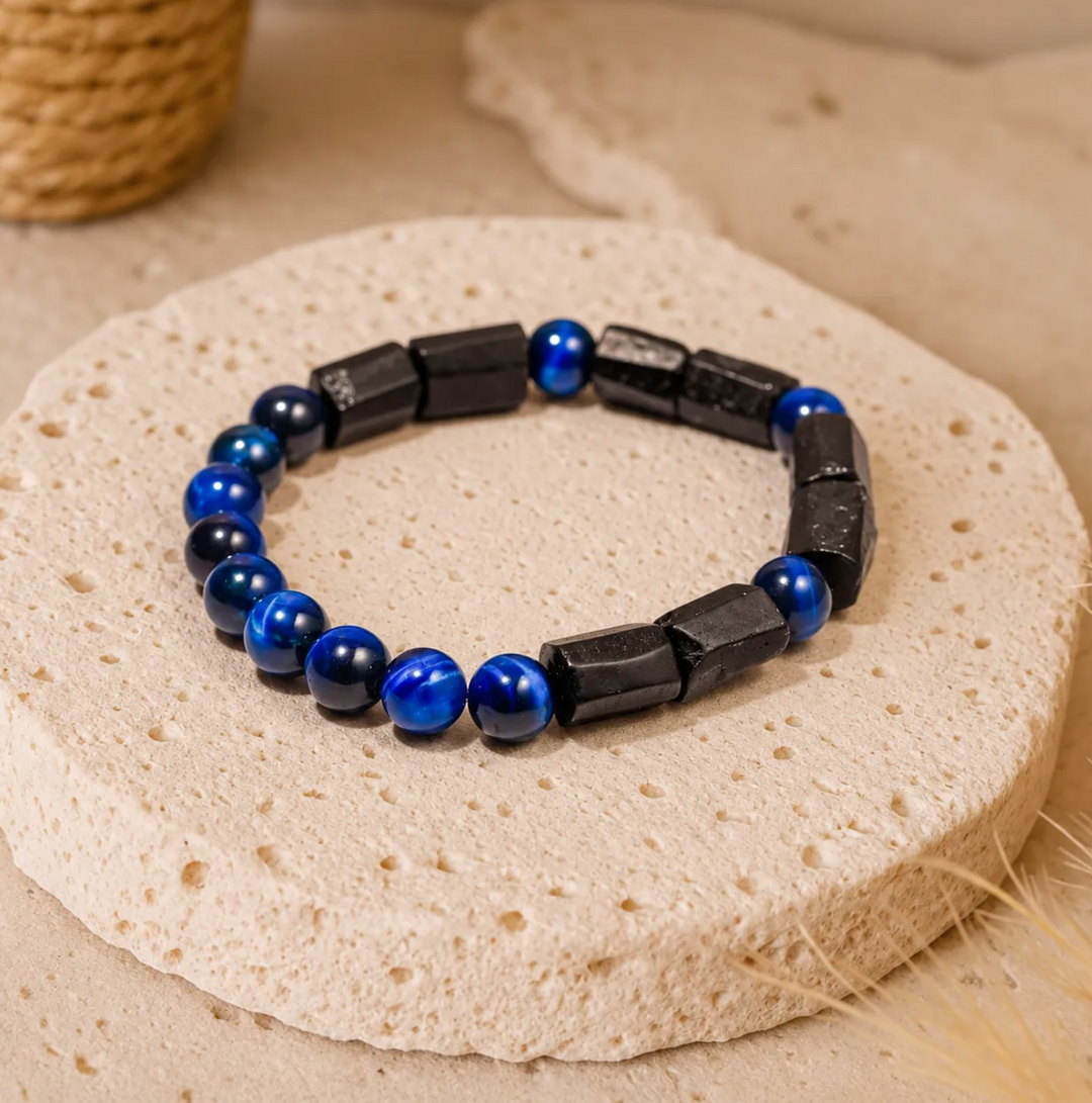 Blaues Lapislazuli Turmalin Schutz - Armband
