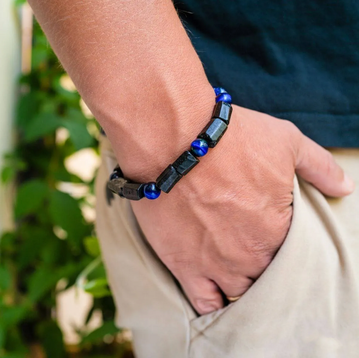 Blaues Lapislazuli Turmalin Schutz - Armband