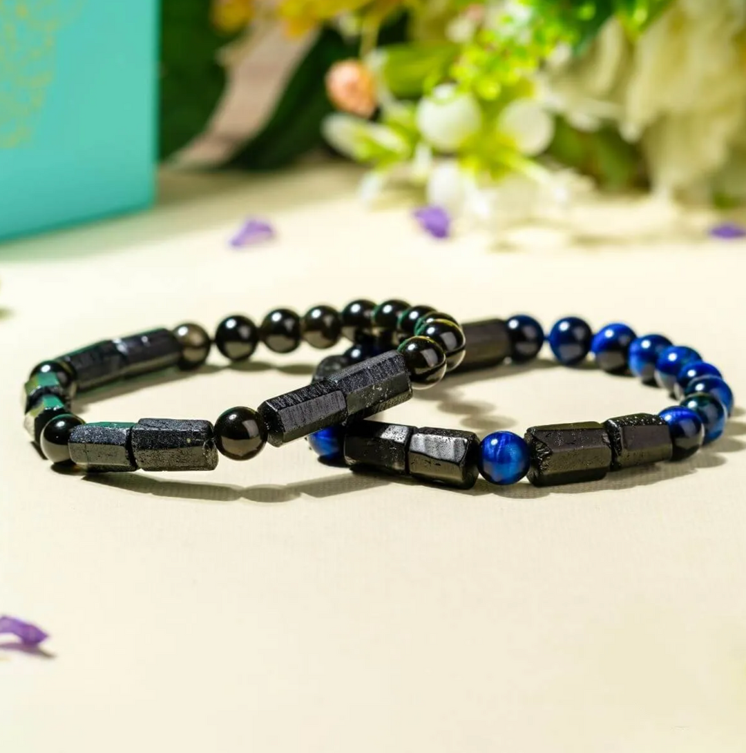 Blaues Lapislazuli Turmalin Schutz - Armband