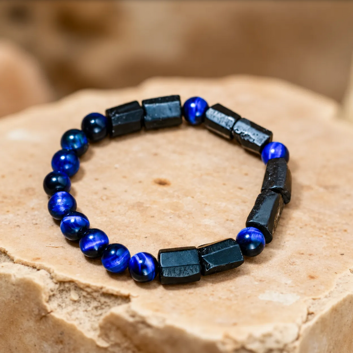 Blaues Lapislazuli Turmalin Schutz - Armband