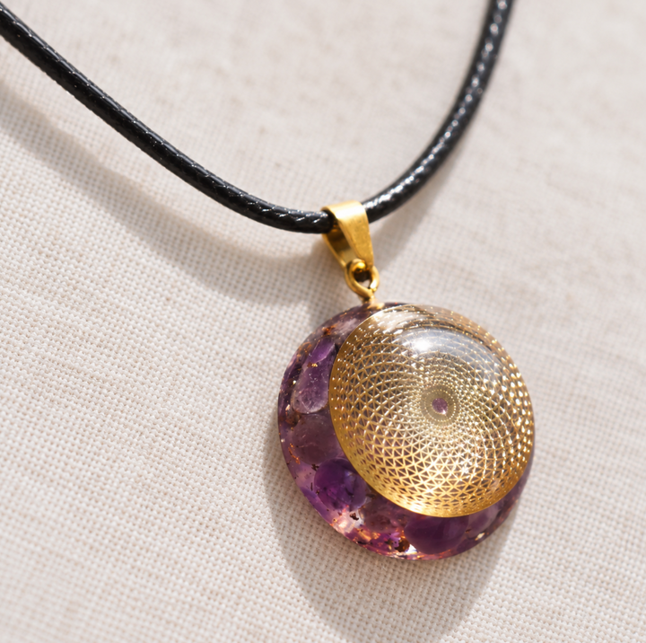 Blume des Lebens Amethyst Orgon - Kette