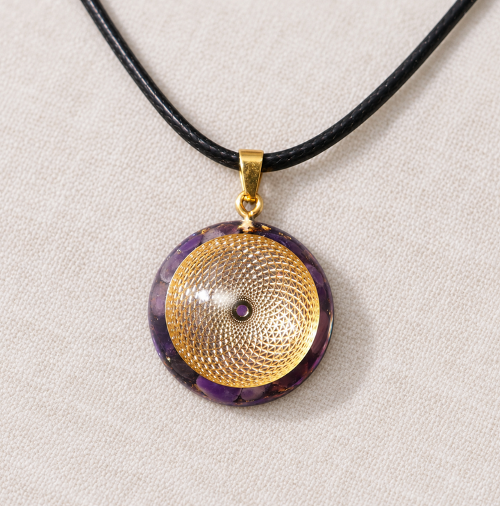 Blume des Lebens Amethyst Orgon - Kette