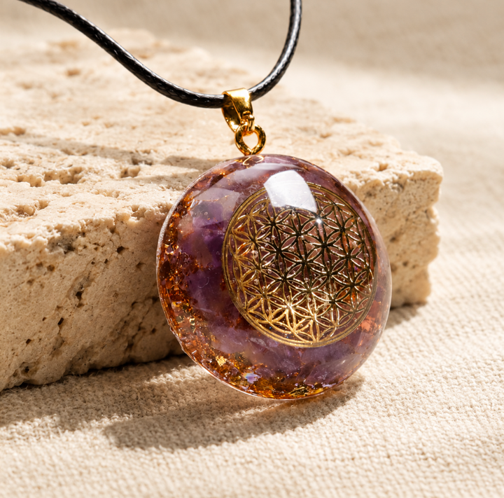 Blume des Lebens Amethyst Orgon - Kette