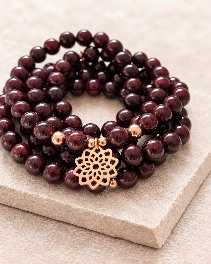 Granat Flower - Mala Kette