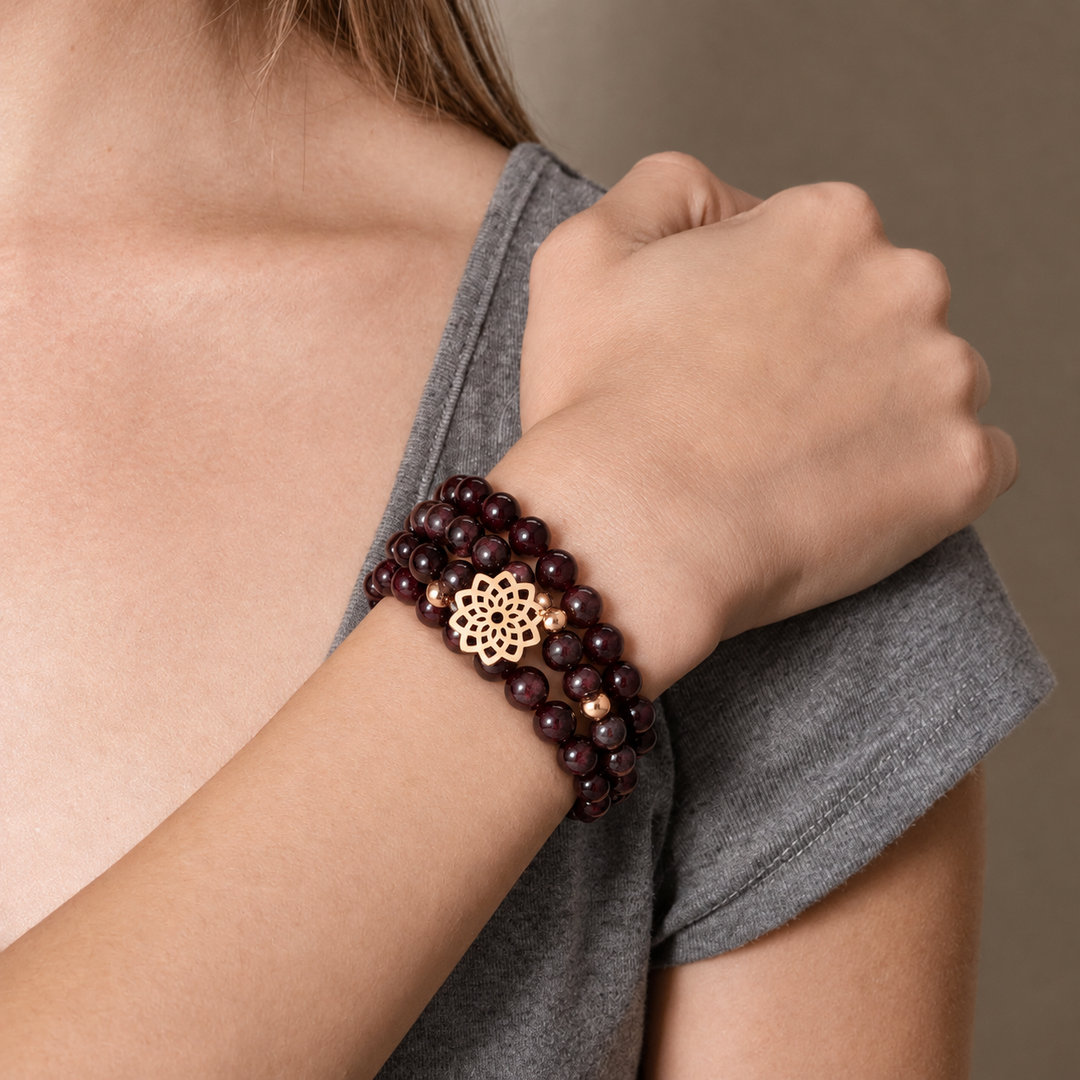 Granat Flower - Mala Kette