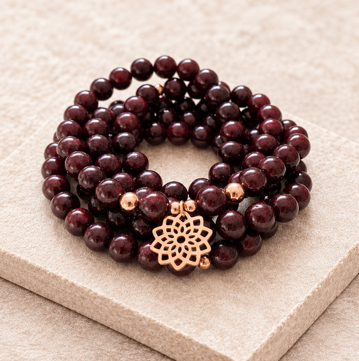 Granat Flower - Mala Kette