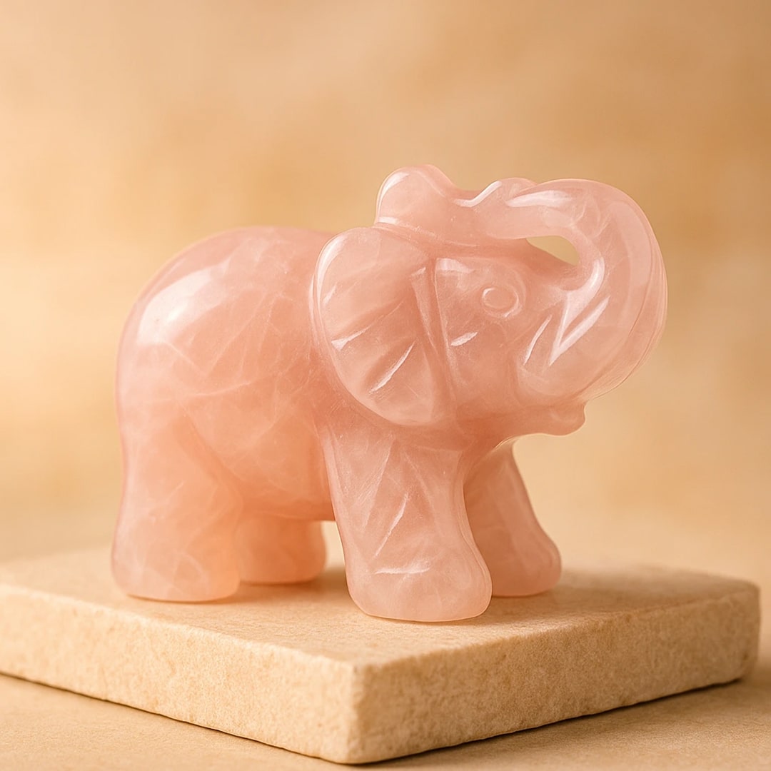 Elefant Figur "Hüter der Weisheit" aus Tigerauge oder Obsidian