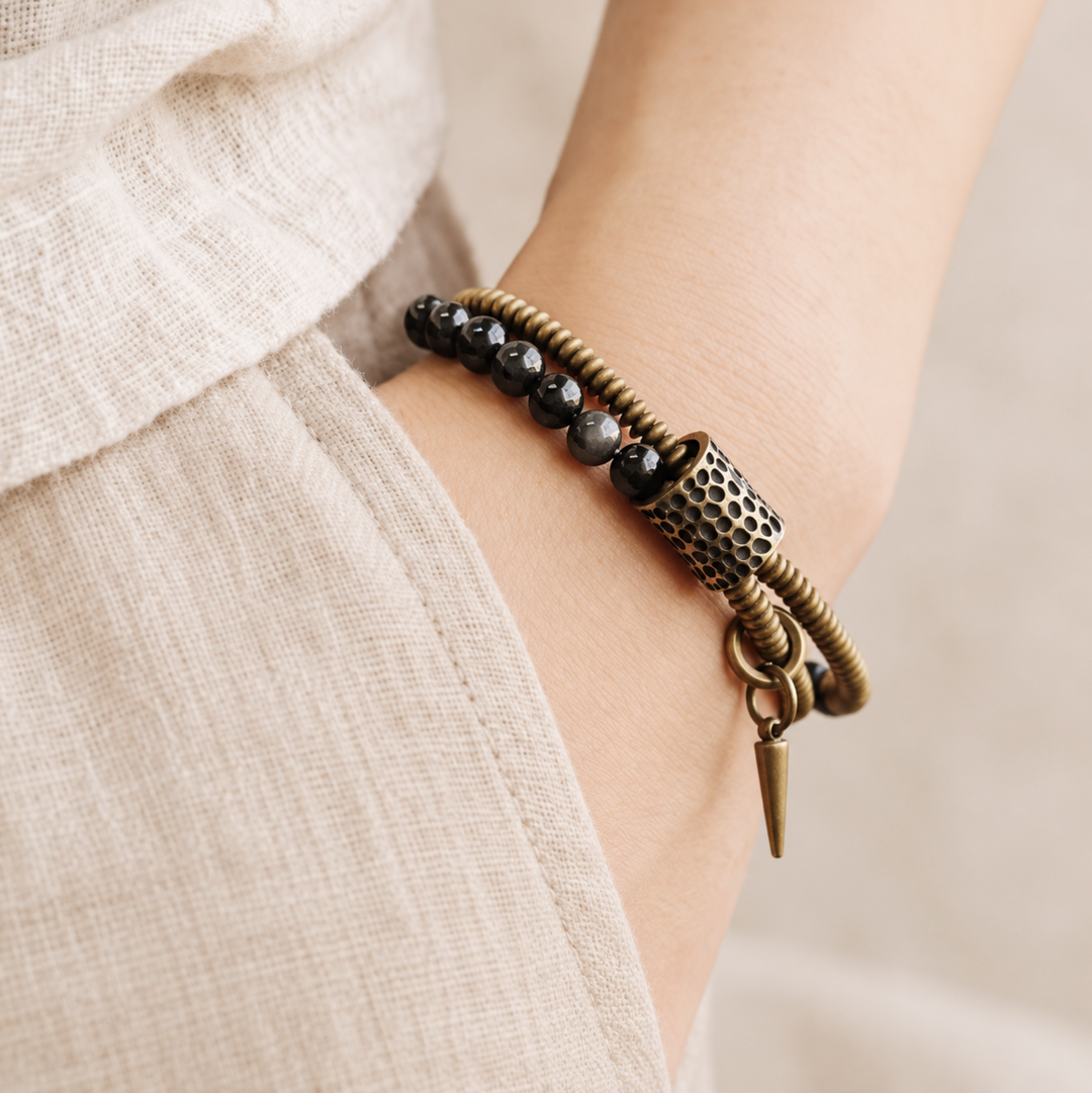 Obsidian Kupfer Aura - Armband