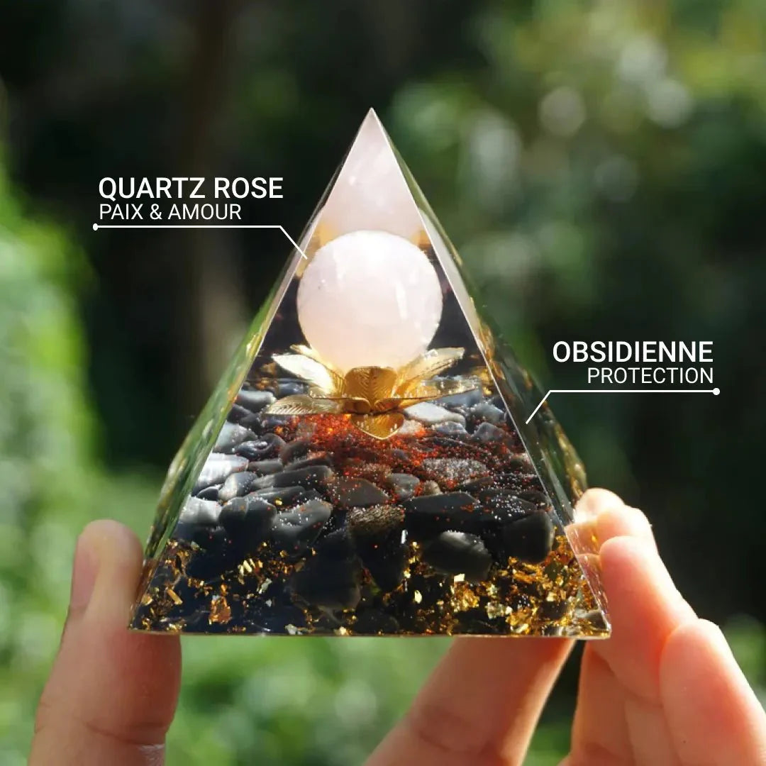 Divine Lotus Obsidian - Orgonit Pyramide