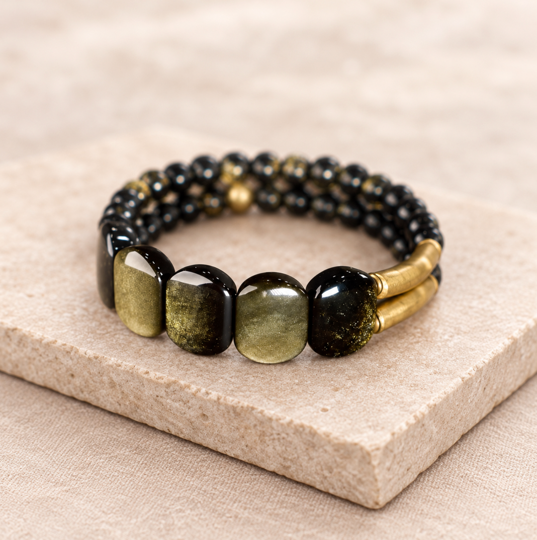 Oval Golden Obsidian - Armband