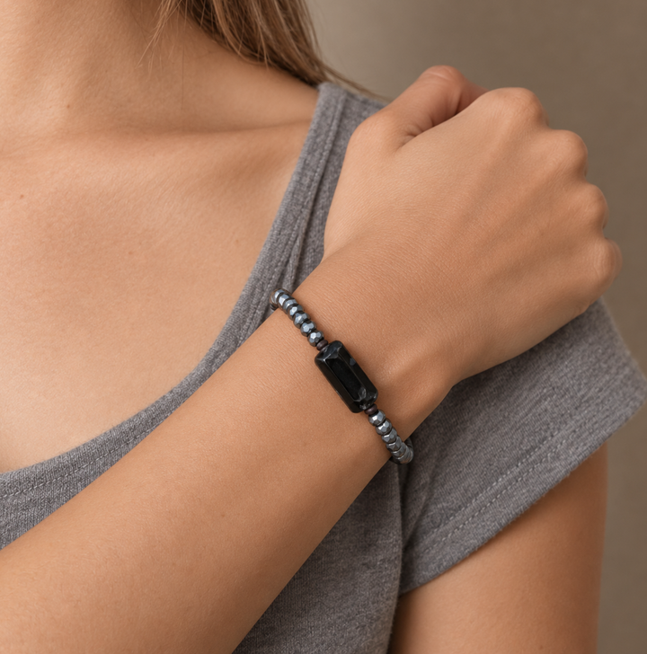 Schwarzes Mineral Turmalin - Armband