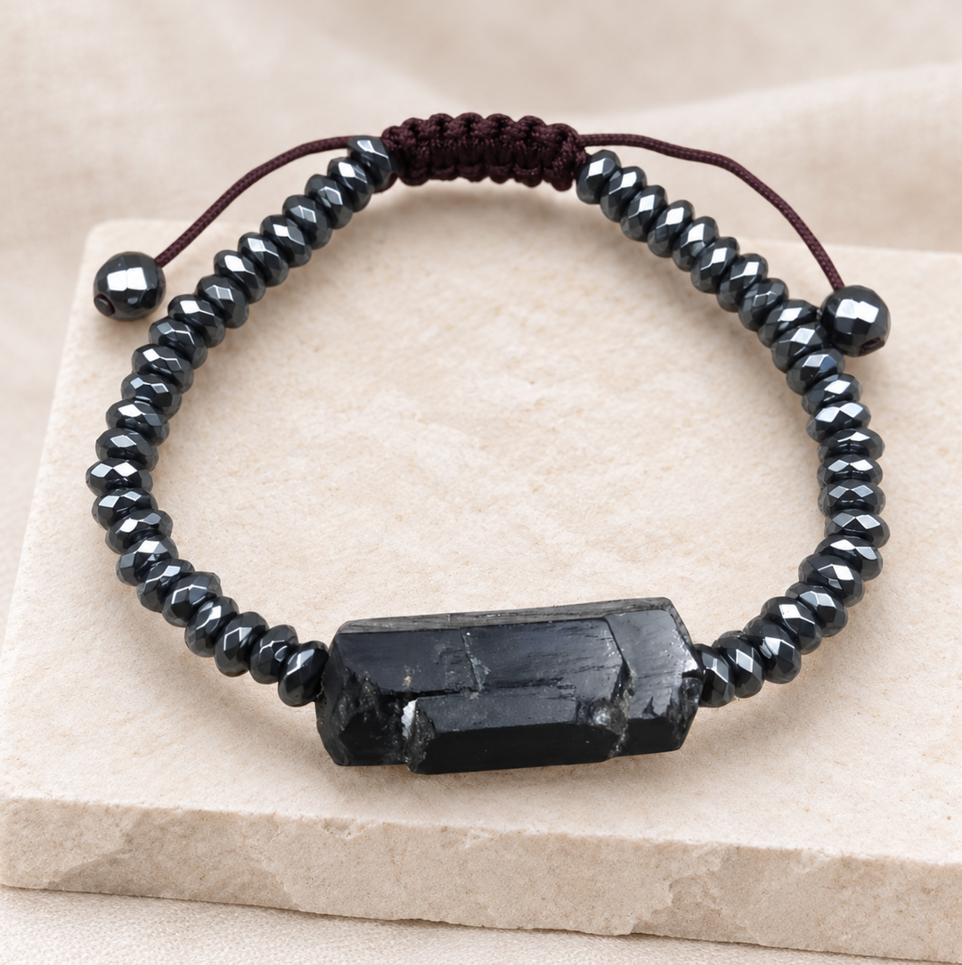 Schwarzes Mineral Turmalin - Armband