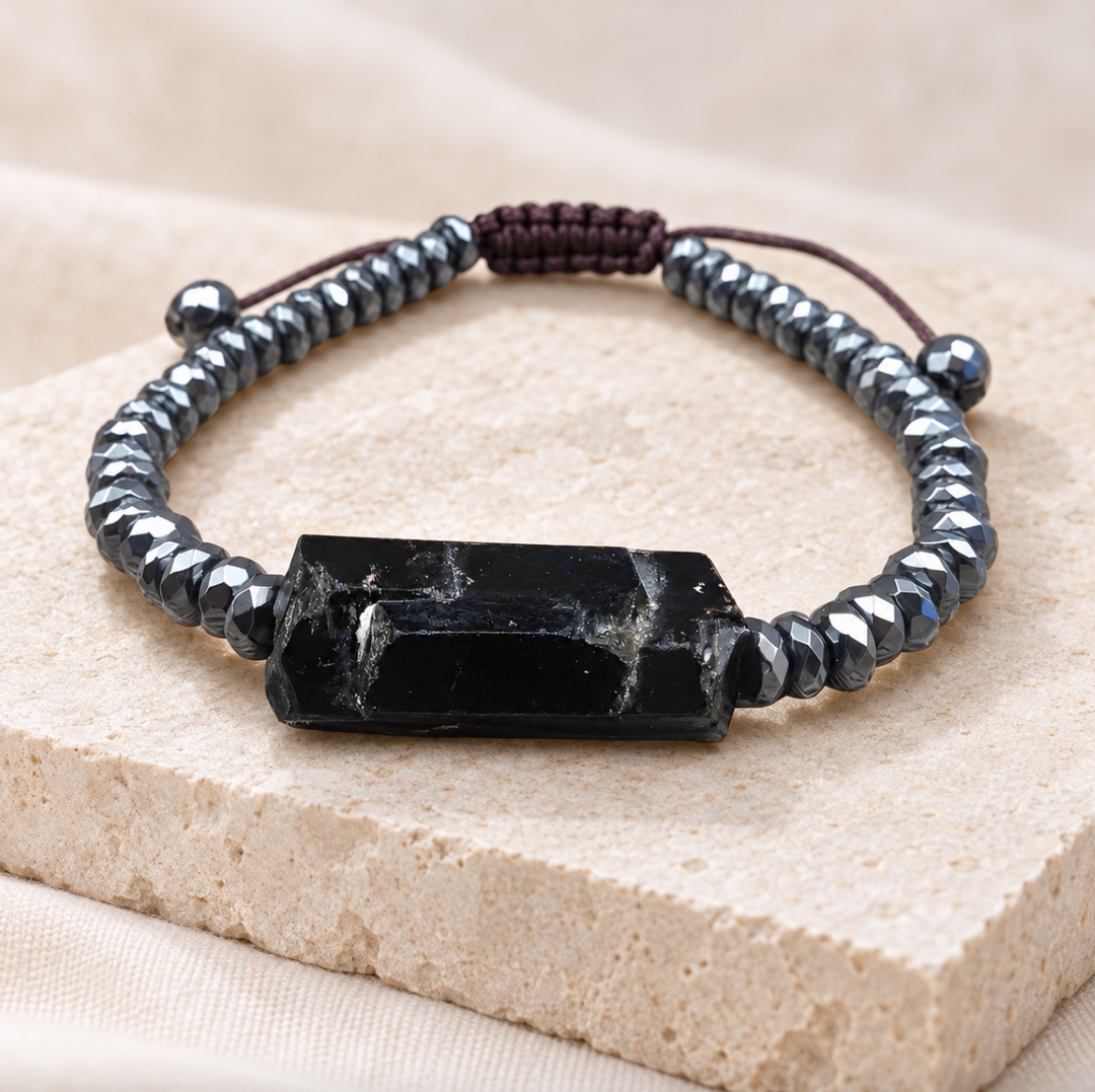 Schwarzes Mineral Turmalin - Armband