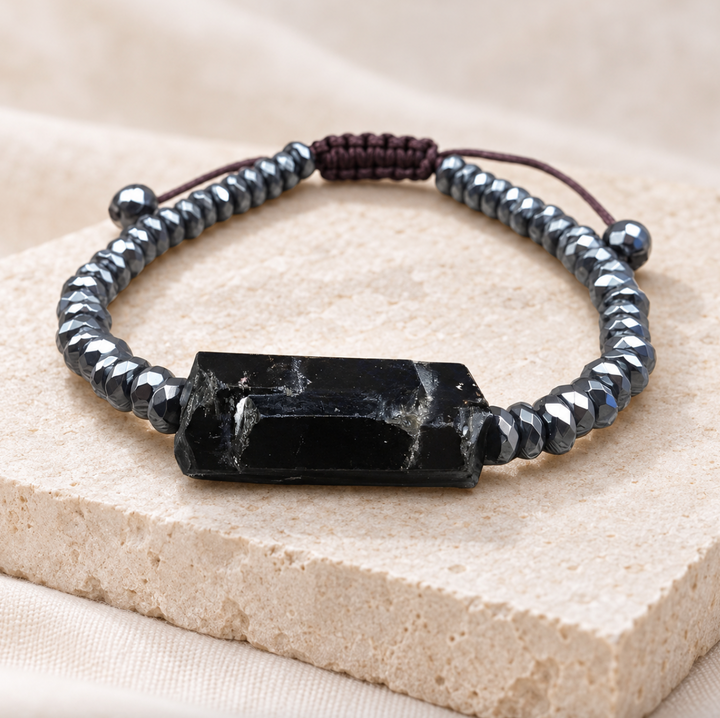 Schwarzes Mineral Turmalin - Armband