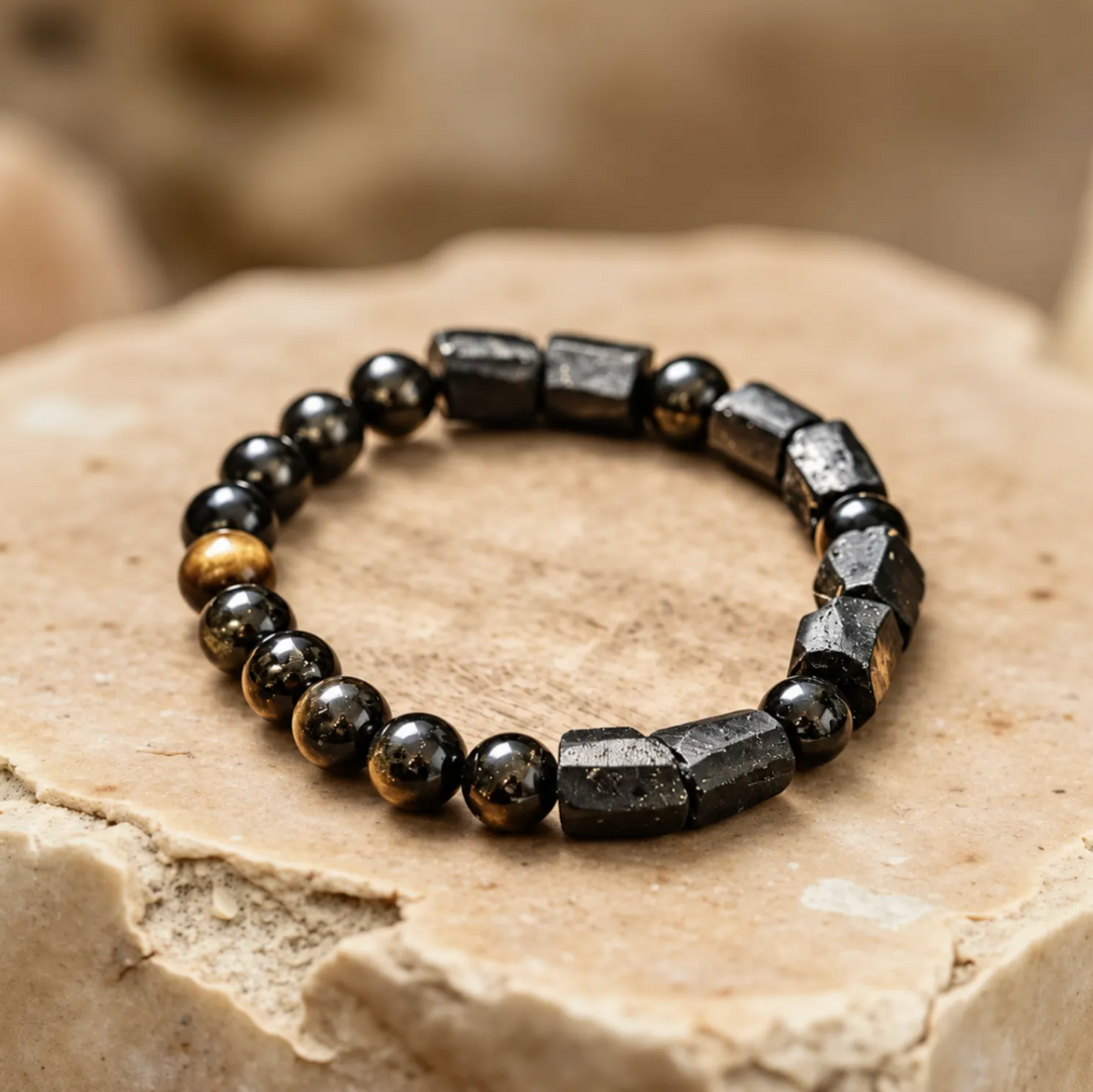Schwarzes Turmalin Obsidian - Schutz Armband