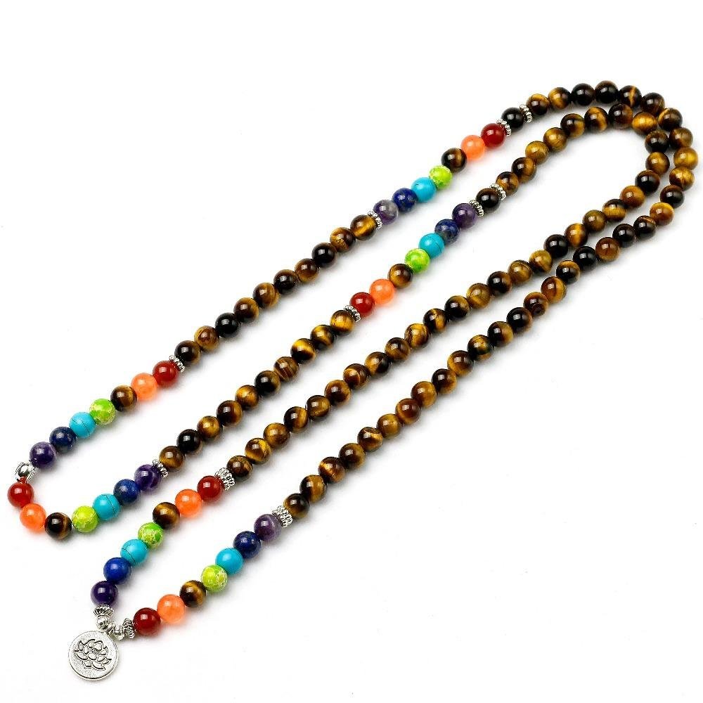 7 Chakren Tiger Eye - Mala Kette - LAMIVA.de - Yoga Schmuck - Spiritualität