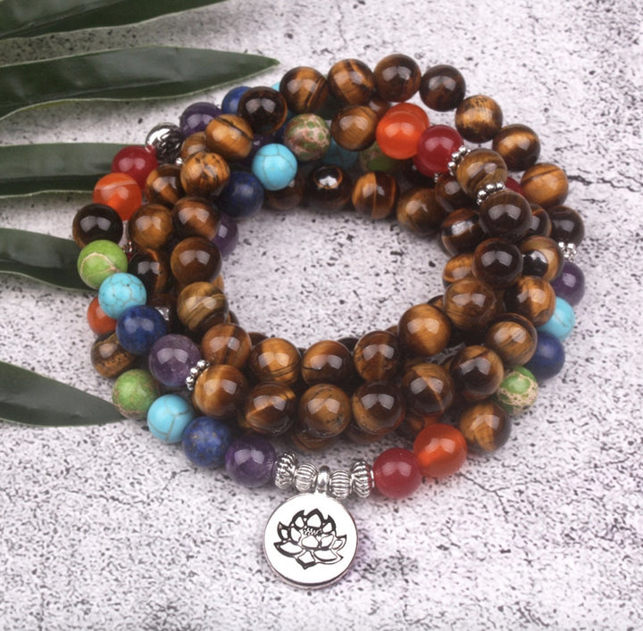 7 Chakren Tiger Eye - Mala Kette - LAMIVA.de - Yoga Schmuck - Spiritualität