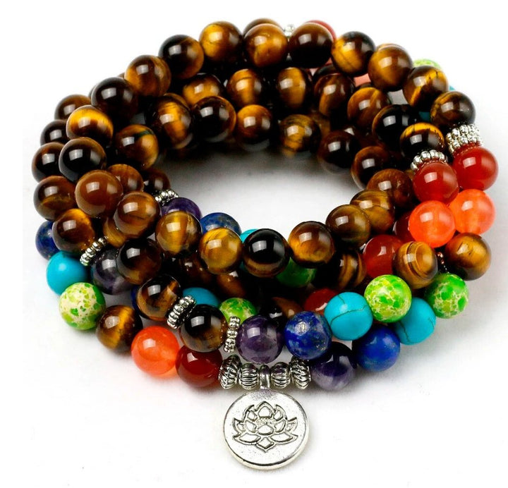 7 Chakren Tiger Eye - Mala Kette - LAMIVA.de - Yoga Schmuck - Spiritualität