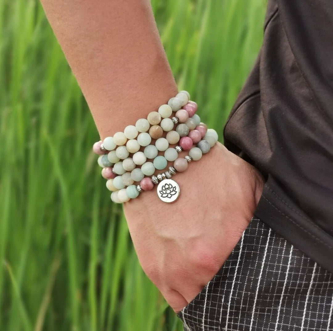 Natural Amazonit Rhodonit - Kette - LAMIVA.de - Yoga Schmuck - Spiritualität